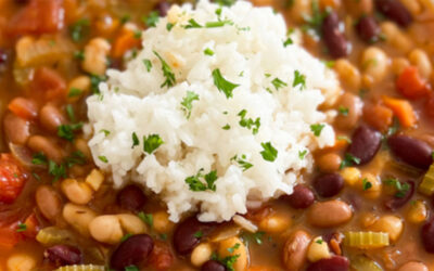 3 Bean Stew with Rice & Vegetables