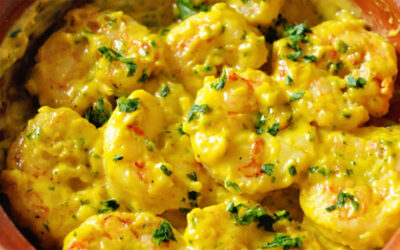 Sautéed Shrimp in Creamy Saffron Sauce