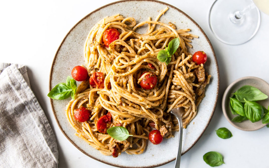 Spaghetti-with-Eggplant-Sauce