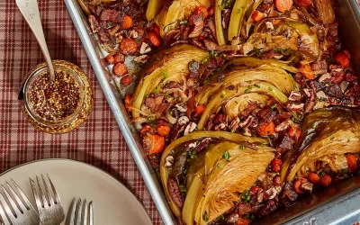 Melty Braised Cabbage with Bacon and Pecans