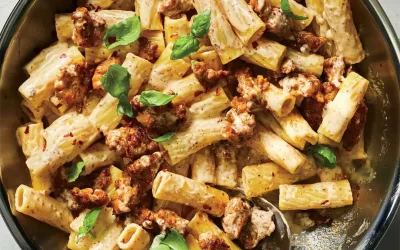 Pasta with Sausage, Basil, and Mustard