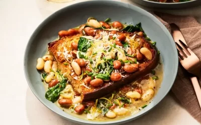 Saucy White Beans and Greens on Toast