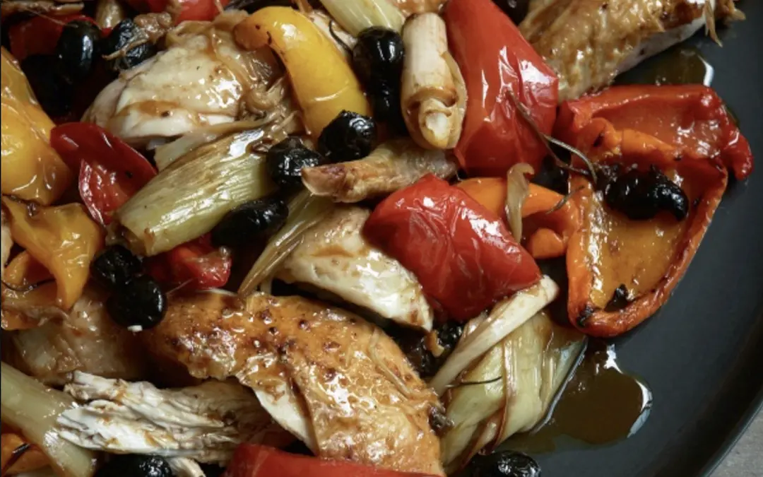 Roast Chicken With Peppers and Olives