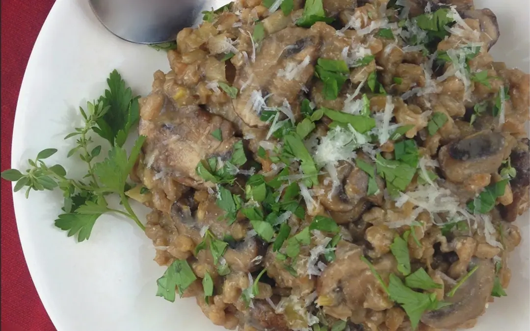 Farro Risotto with Mushrooms and Leeks