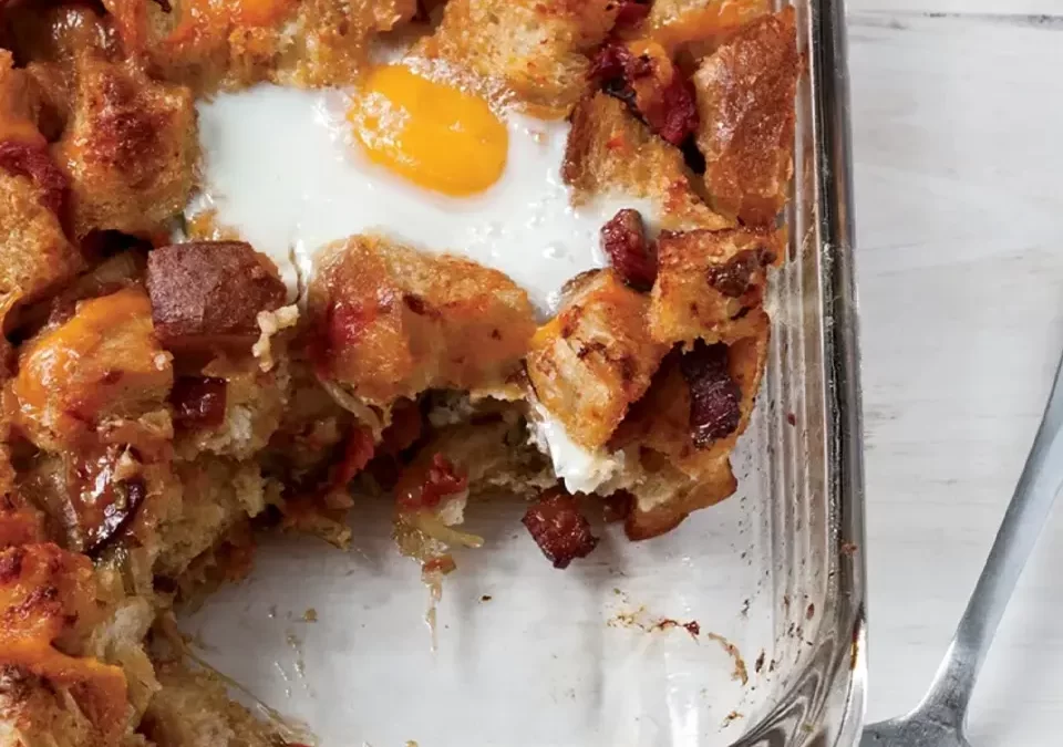 Bacon, Tomato and Cheddar Breakfast Bake with Eggs