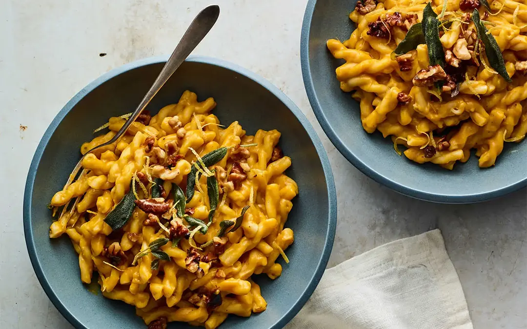 Creamy Butternut Squash Pasta With Sage and Walnuts